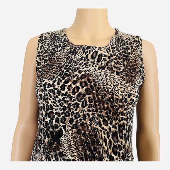 Choices casual accordion leopard print sleeveless top tank Medium brown black - Picture 3 of 11